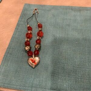 Red Beaded Heart Necklace